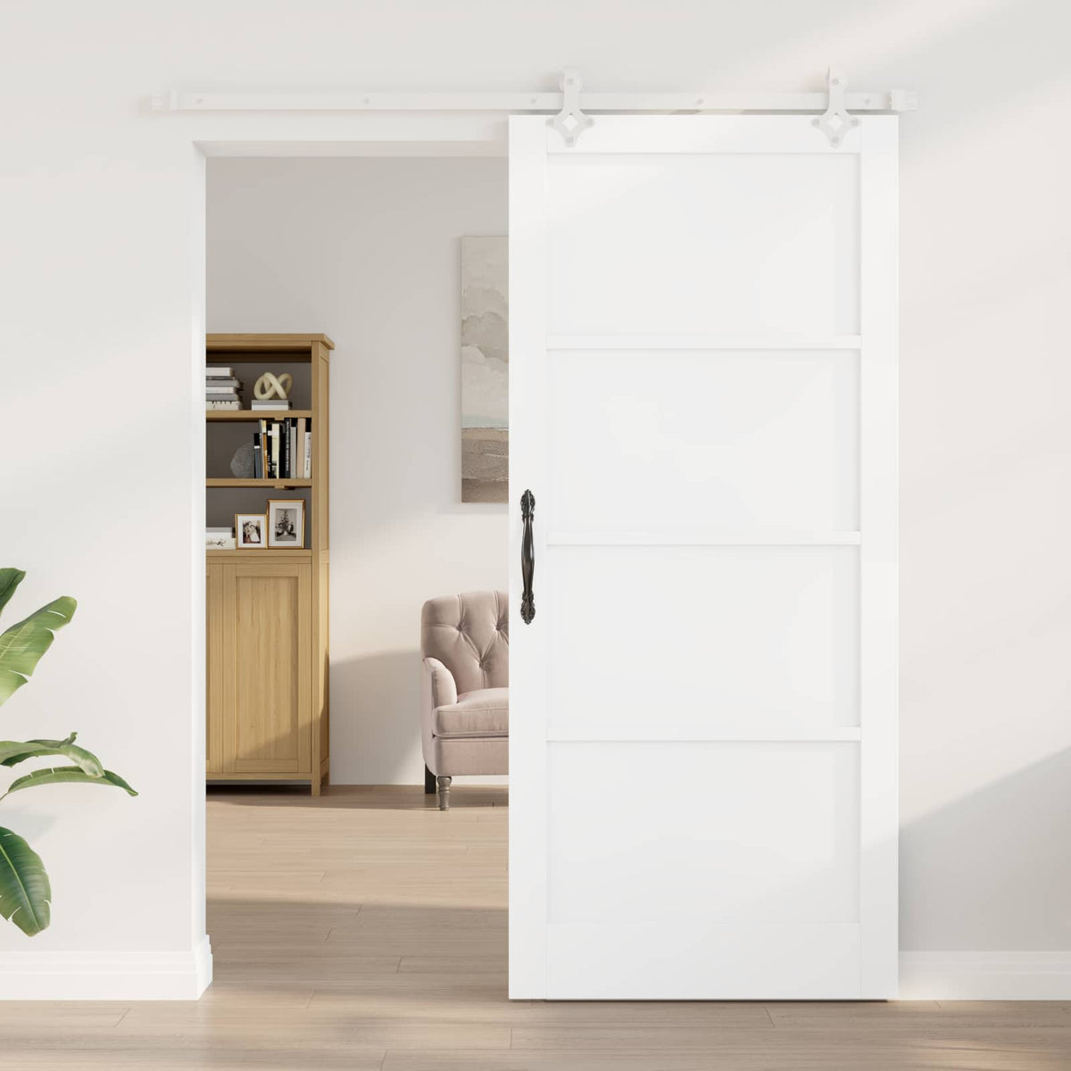 Συρόμενη Πόρτα 93 x 211 cm Επεξεργασμένο Ξύλο Λευκό