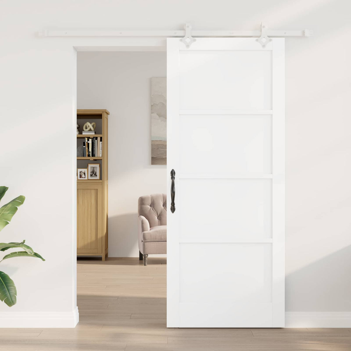 Συρόμενη Πόρτα 86 x 211 cm Επεξεργασμένο Ξύλο Λευκό