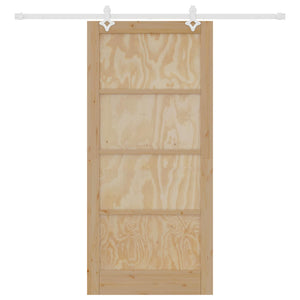 Συρόμενη Πόρτα 93 x 202 cm Επεξεργασμένο Ξύλο Φυσικό και Λευκό