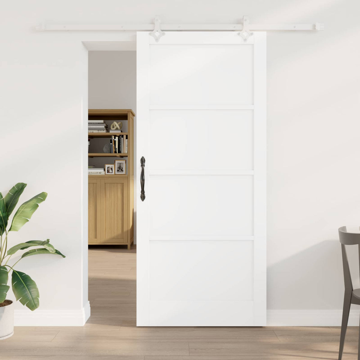Συρόμενη Πόρτα 93 x 211 cm Επεξεργασμένο Ξύλο Λευκό