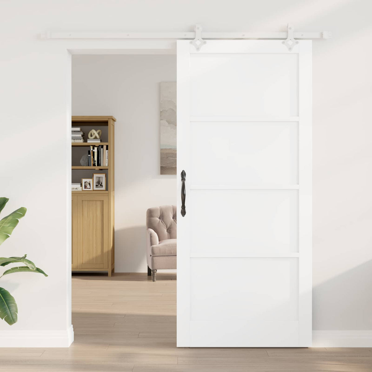 Συρόμενη Πόρτα 93 x 211 cm Επεξεργασμένο Ξύλο Λευκό