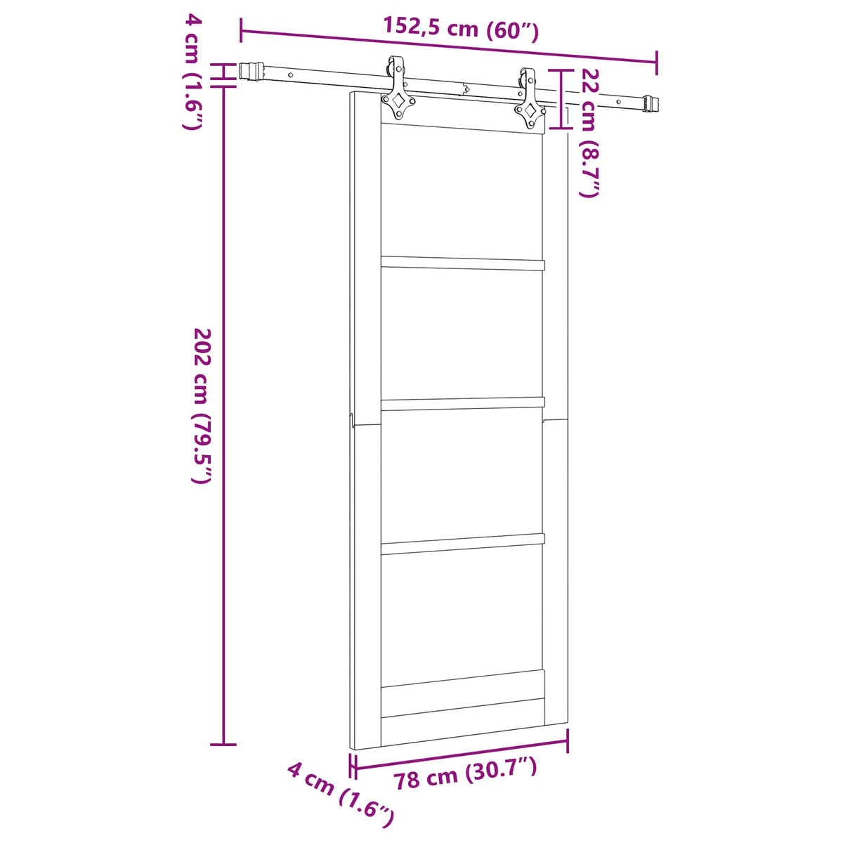 Συρόμενη Πόρτα ORKDAL 78 x 202 cm Επεξεργασμένο Ξύλο - Pakobazaar