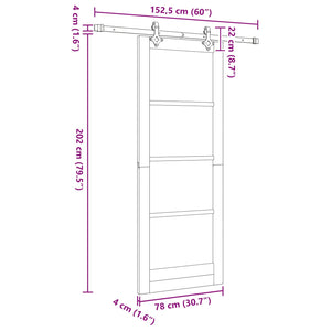 Συρόμενη Πόρτα ORKDAL 78 x 202 cm Επεξεργασμένο Ξύλο - Pakobazaar