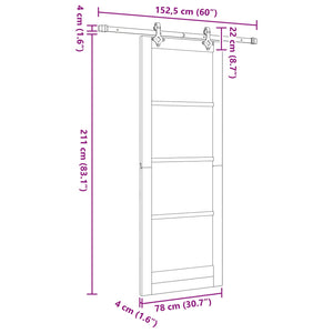 Συρόμενη Πόρτα ORKDAL 78 x 211 cm Επεξεργασμένο Ξύλο