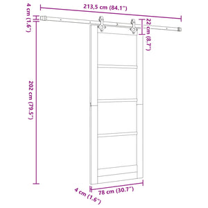 Συρόμενη Πόρτα ORKDAL 78 x 202 cm Επεξεργασμένο Ξύλο