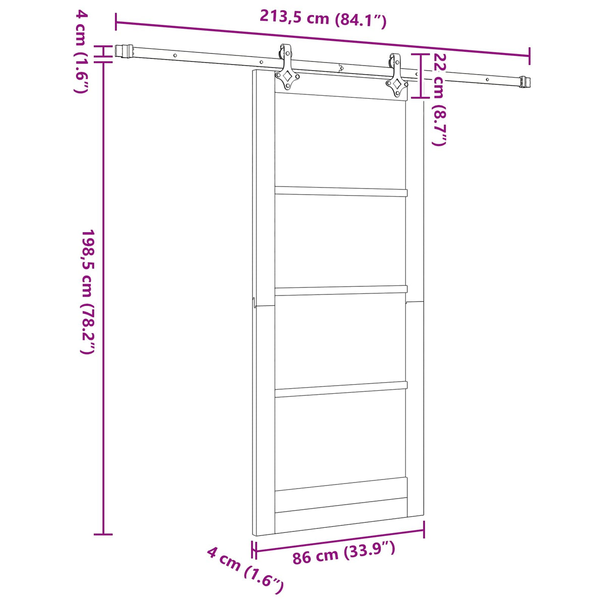 Συρόμενη Πόρτα ORKDAL 86 x 198,5 cm Επεξεργασμένο Ξύλο - Pakobazaar