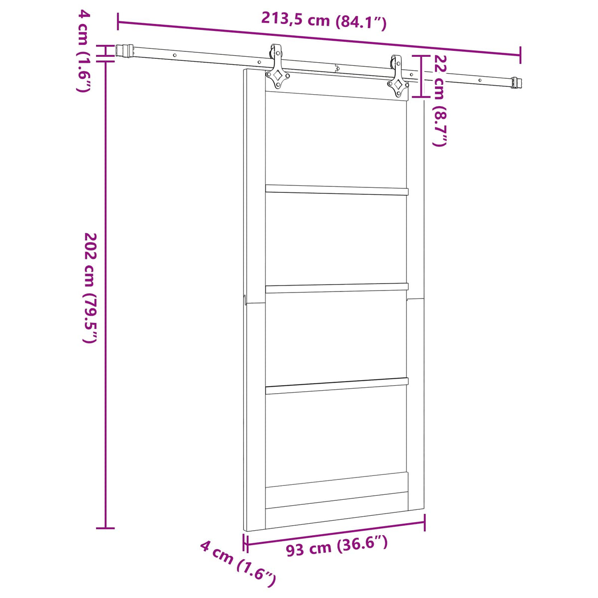 Συρόμενη Πόρτα ORKDAL 93 x 202 cm Επεξεργασμένο Ξύλο