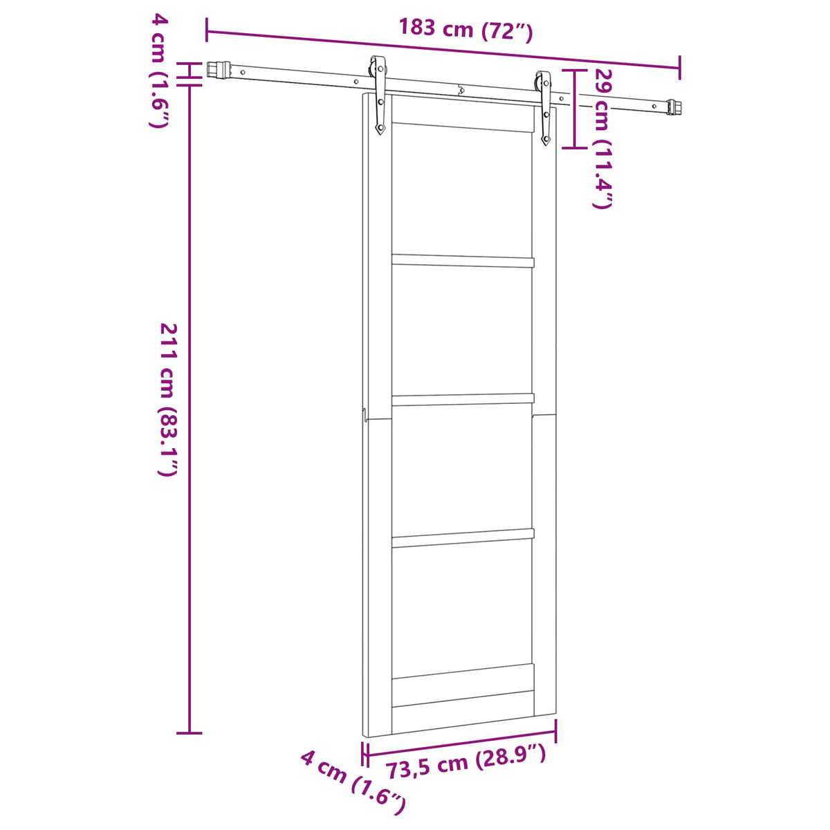 Συρόμενη Πόρτα ORKDAL 73,5 x 211 cm Επεξεργασμένο Ξύλο