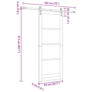 Συρόμενη Πόρτα ORKDAL 83 x 211 cm Επεξεργασμένο Ξύλο - Pakobazaar