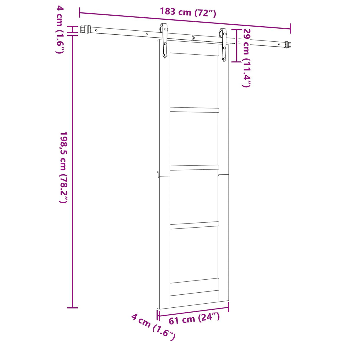Συρόμενη Πόρτα ORKDAL 61 x 198,5 cm Επεξεργασμένο Ξύλο Λευκό