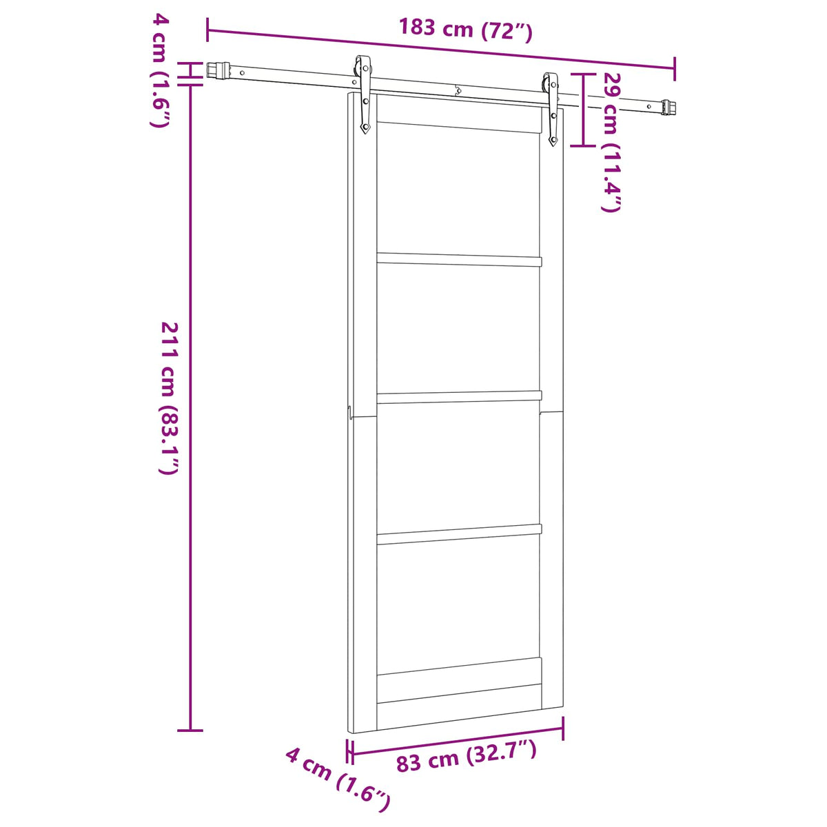 Συρόμενη Πόρτα ORKDAL 83 x 211 cm Επεξεργασμένο Ξύλο Λευκό - Pakobazaar