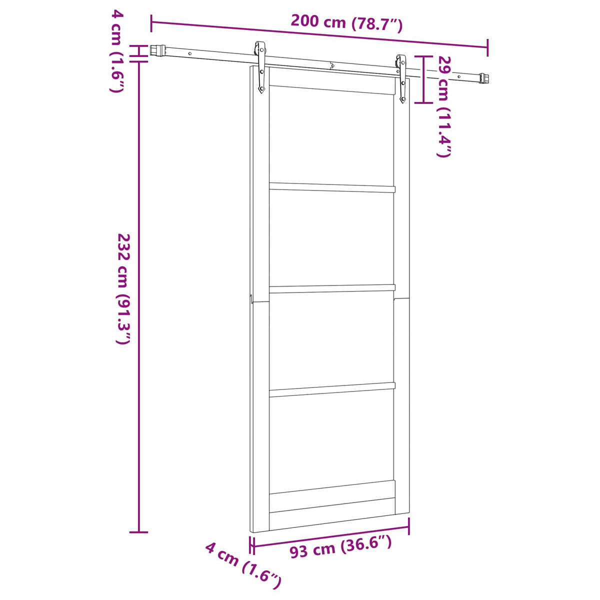 Συρόμενη Πόρτα ORKDAL 93 x 232 cm Επεξεργασμένο Ξύλο - Pakobazaar