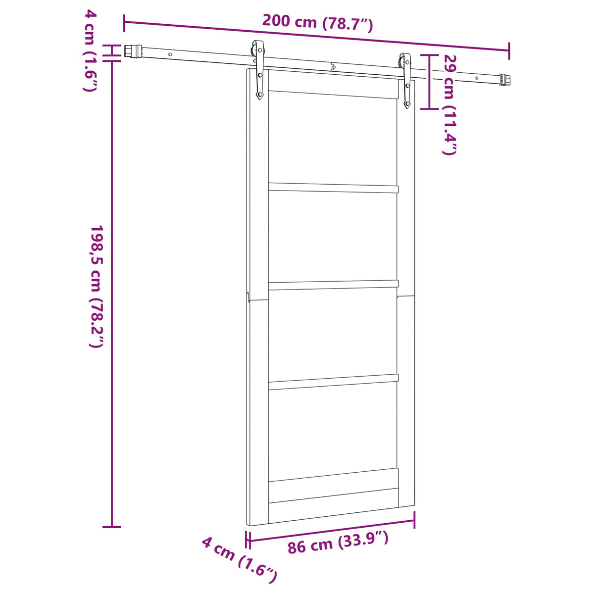 Συρόμενη Πόρτα ORKDAL 86 x 198,5 cm Επεξεργασμένο Ξύλο Λευκό - Pakobazaar