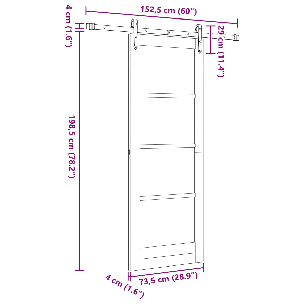 Συρόμενη Πόρτα ORKDAL 73,5 x 198,5 cm Επεξεργασμένο Ξύλο - Pakobazaar
