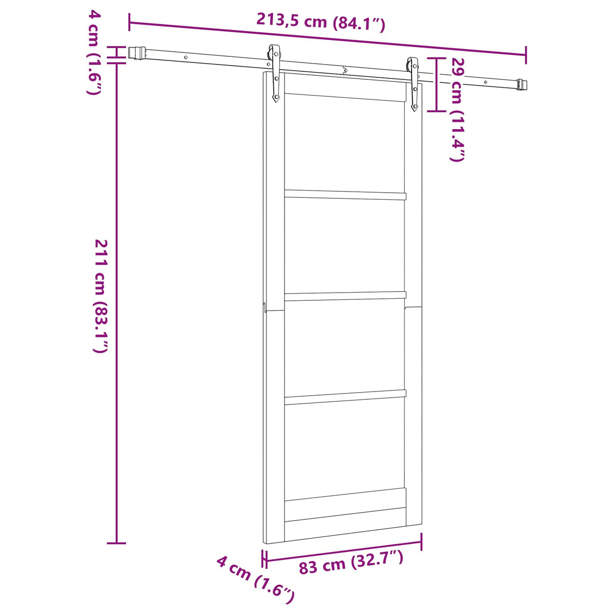 Συρόμενη Πόρτα ORKDAL 83 x 211 cm Επεξεργασμένο Ξύλο