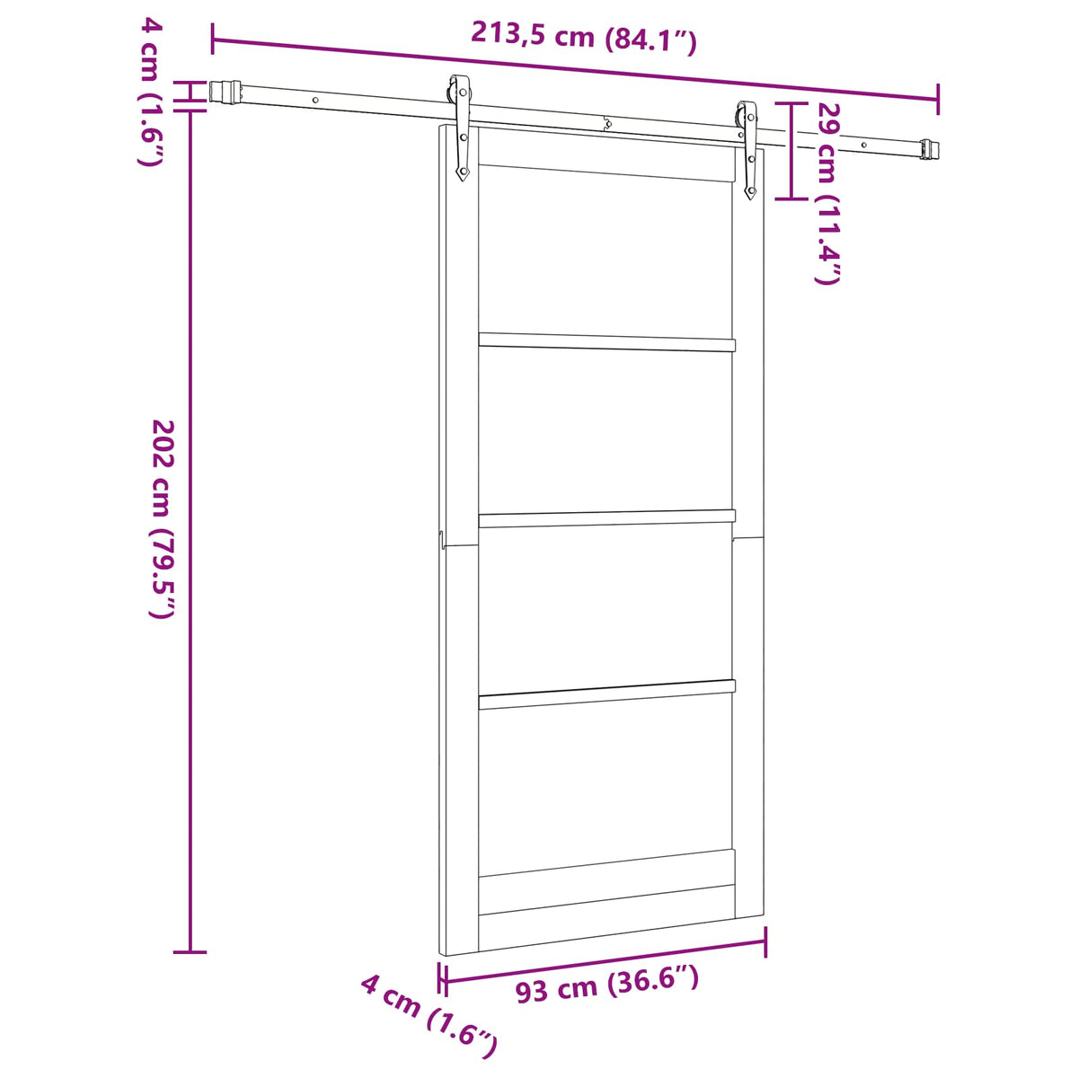 Συρόμενη Πόρτα ORKDAL 93 x 202 cm Επεξεργασμένο Ξύλο - Pakobazaar