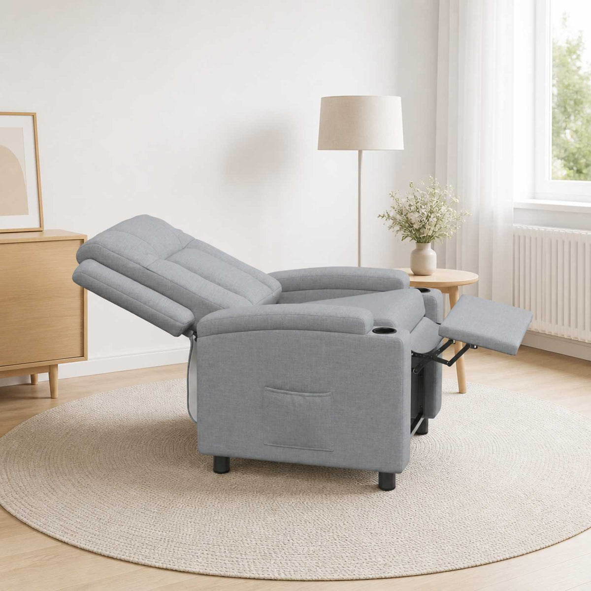 Ανακλινόμενη πολυθρόνα Ανοιχτό γκρι 75 x 95 x 100 cm Ύφασμα - Pakobazaar