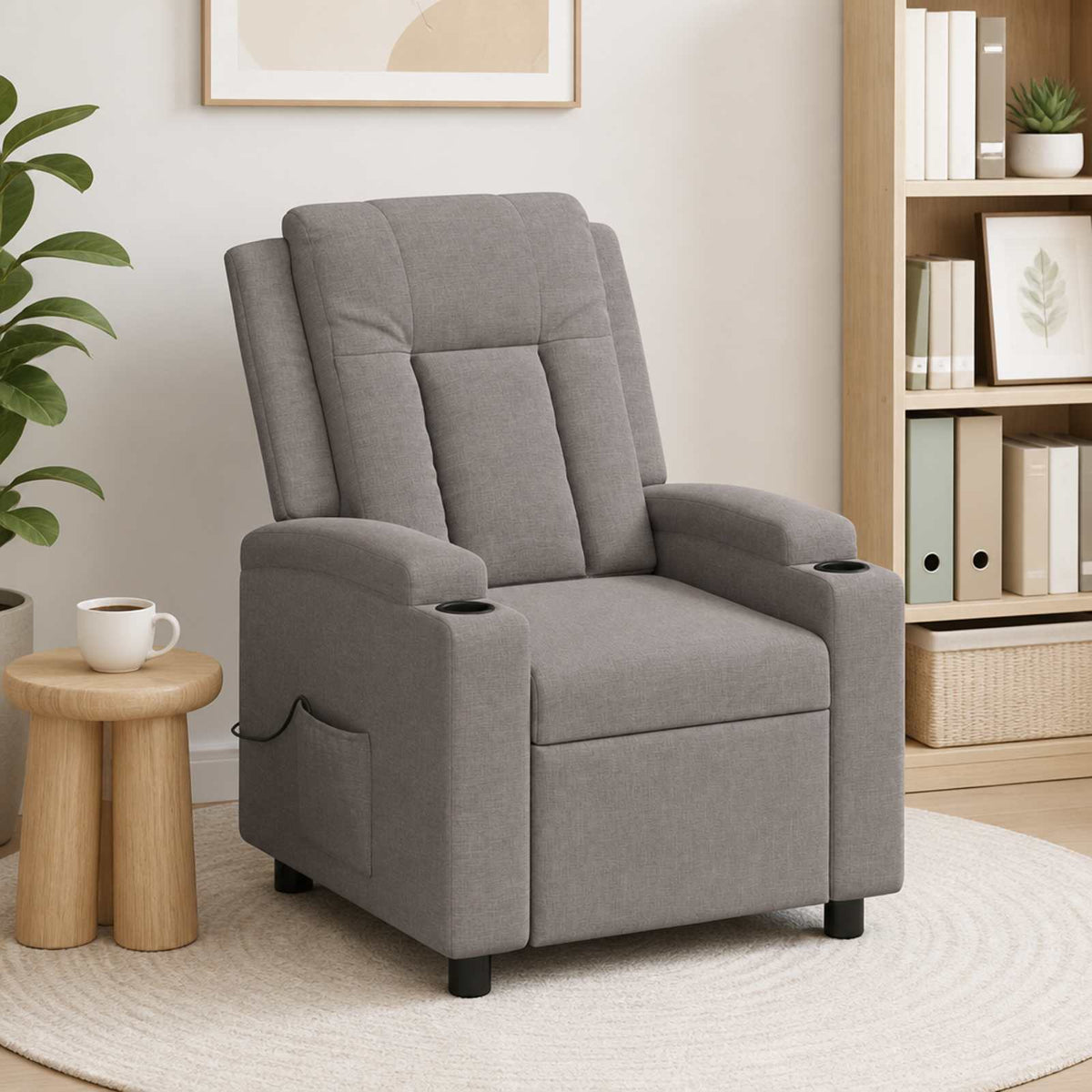 Ανακλινόμενη Πολυθρόνα Μασάζ Taupe 75 x 95 x 100 cm Ύφασμα - Pakobazaar