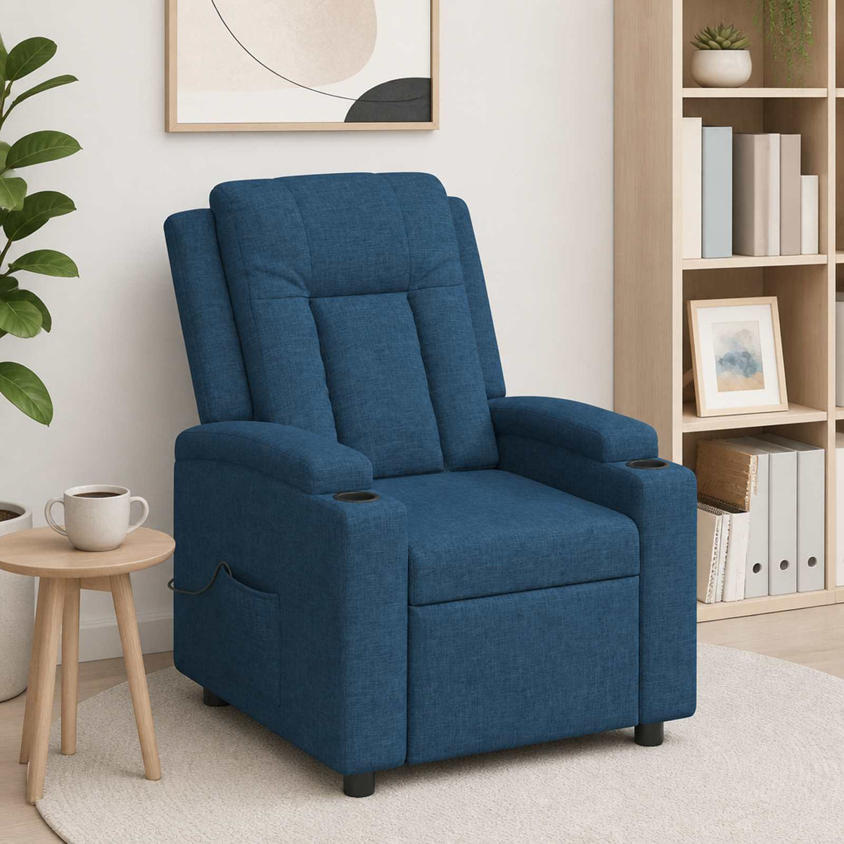 Ανακλινόμενη Πολυθρόνα Μασάζ Μπλε 75 x 95 x 100 cm Ύφασμα - Pakobazaar