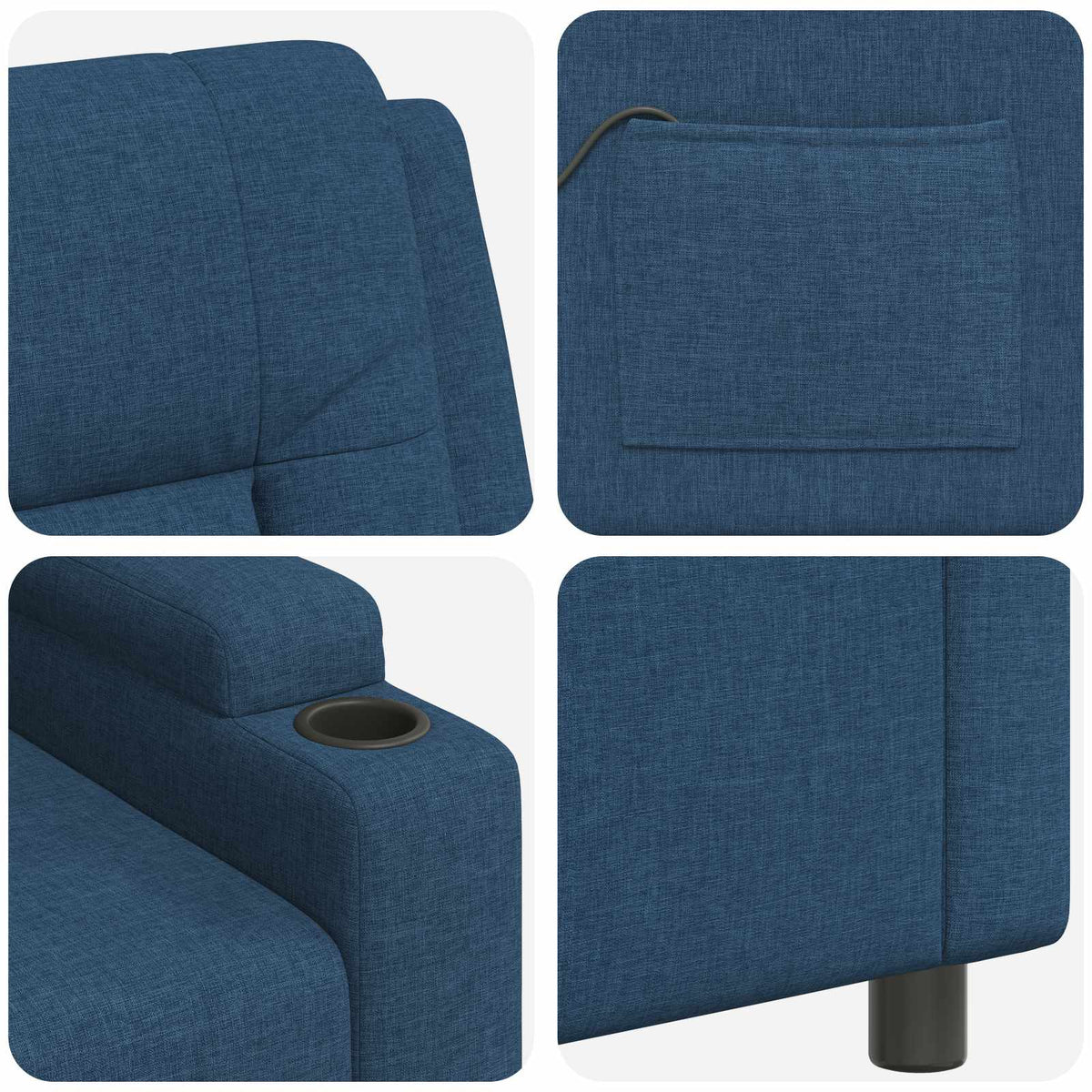 Ανακλινόμενη Πολυθρόνα Μασάζ Μπλε 75 x 95 x 100 cm Ύφασμα - Pakobazaar