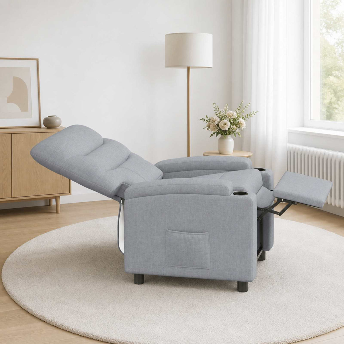Ανακλινόμενη πολυθρόνα Ανοιχτό γκρι 75 x 95 x 103 cm Ύφασμα