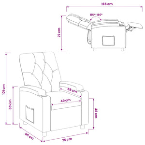 Ανακλινόμενη πολυθρόνα Σκούρο Γκρι 75 x 95 x 101 cm Ύφασμα