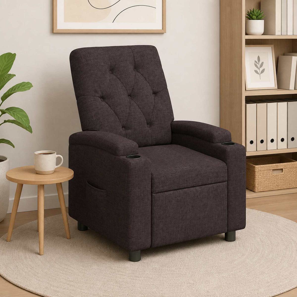 Ανακλινόμενη πολυθρόνα Σκούρο Καφέ 75 x 95 x 101 cm Ύφασμα