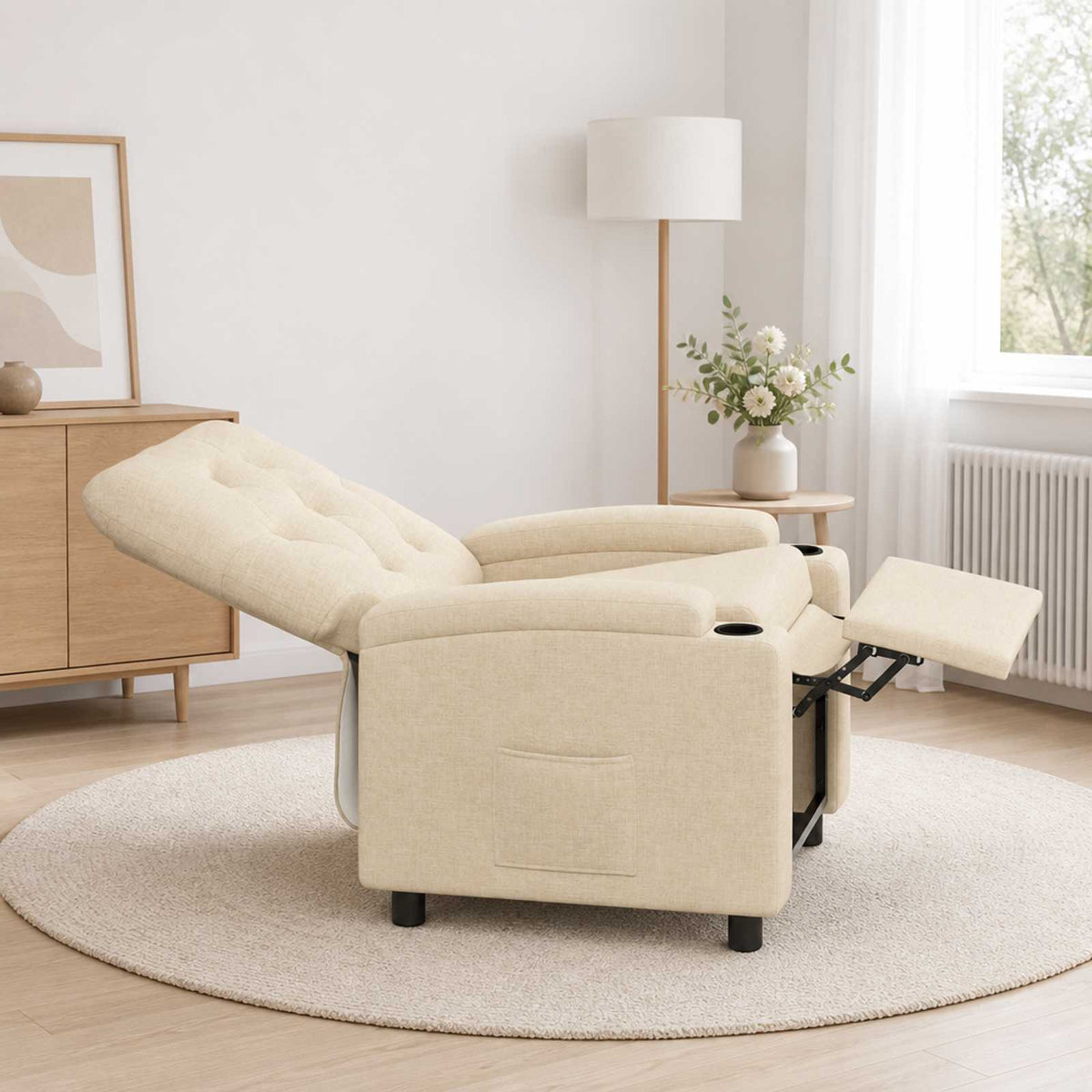 Ανακλινόμενη πολυθρόνα Κρεμ 75 x 95 x 101 cm Ύφασμα