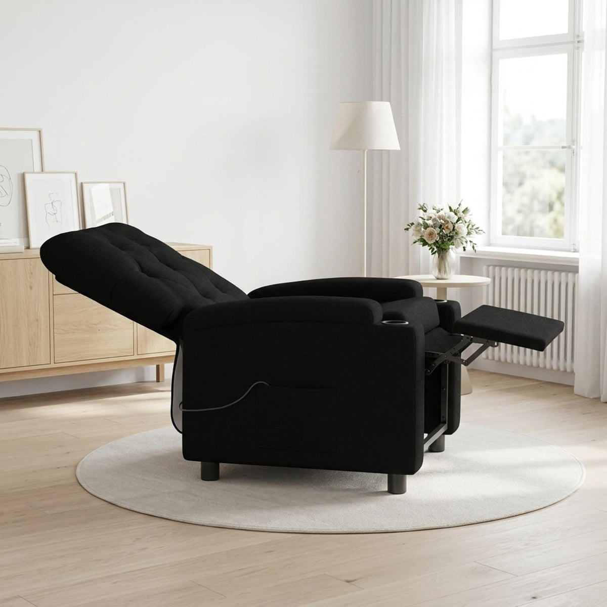 Ανακλινόμενη Πολυθρόνα Μασάζ Μαύρο 75 x 95 x 101 cm Ύφασμα