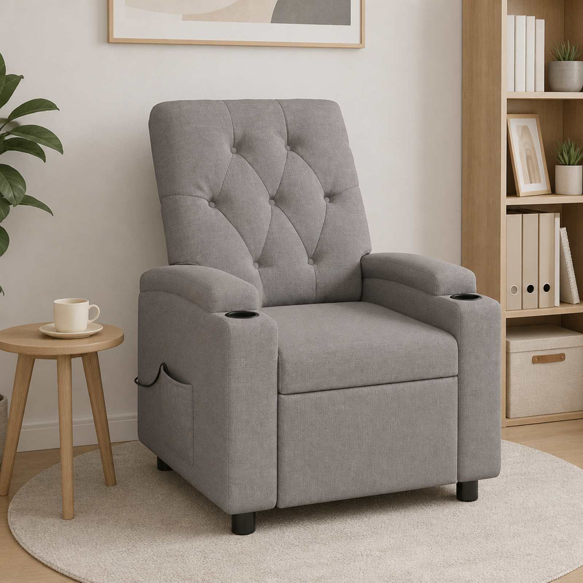 Ανακλινόμενη Πολυθρόνα Μασάζ Taupe 75 x 95 x 101 cm Ύφασμα - Pakobazaar