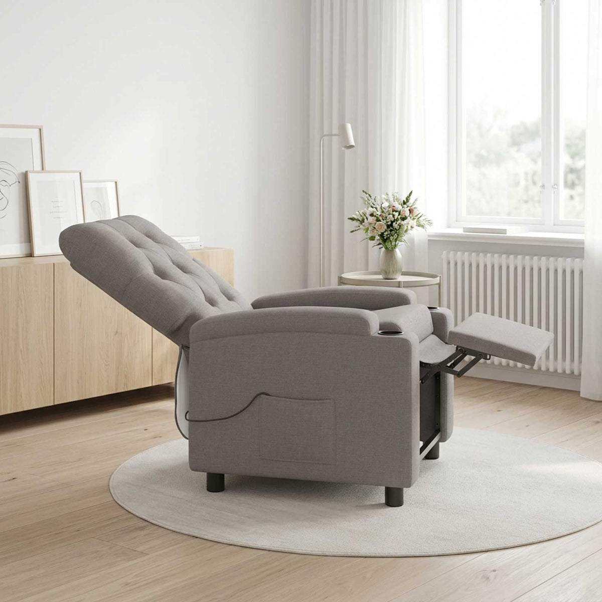 Ανακλινόμενη Πολυθρόνα Μασάζ Taupe 75 x 95 x 101 cm Ύφασμα - Pakobazaar