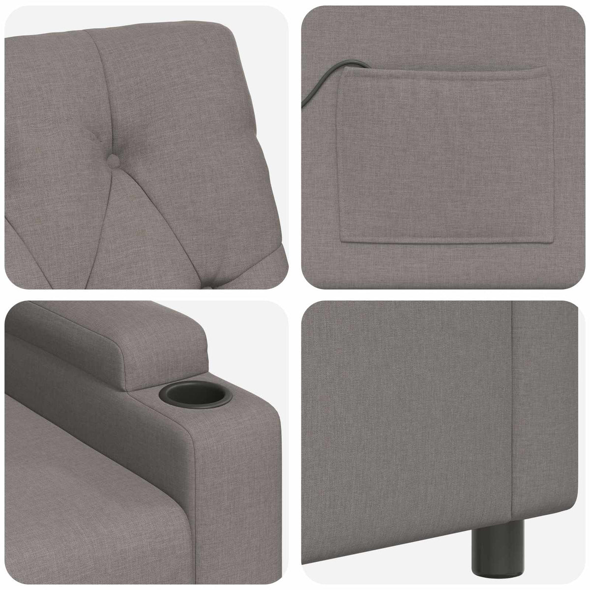 Ανακλινόμενη Πολυθρόνα Μασάζ Taupe 75 x 95 x 101 cm Ύφασμα - Pakobazaar