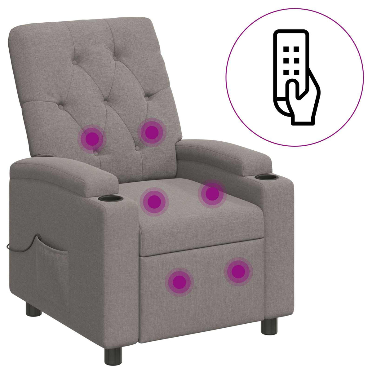 Ανακλινόμενη Πολυθρόνα Μασάζ Taupe 75 x 95 x 101 cm Ύφασμα - Pakobazaar