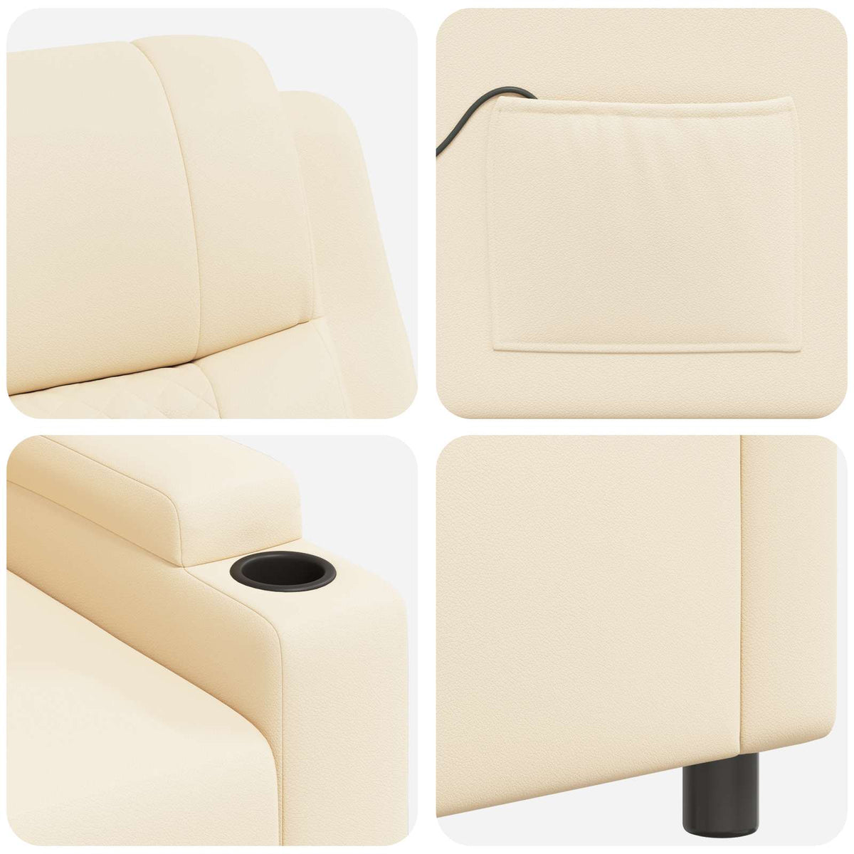 Ανακλινόμενη Πολυθρόνα Μασάζ Κρεμ 75 x 93 x 98 cm Ύφασμα - Pakobazaar