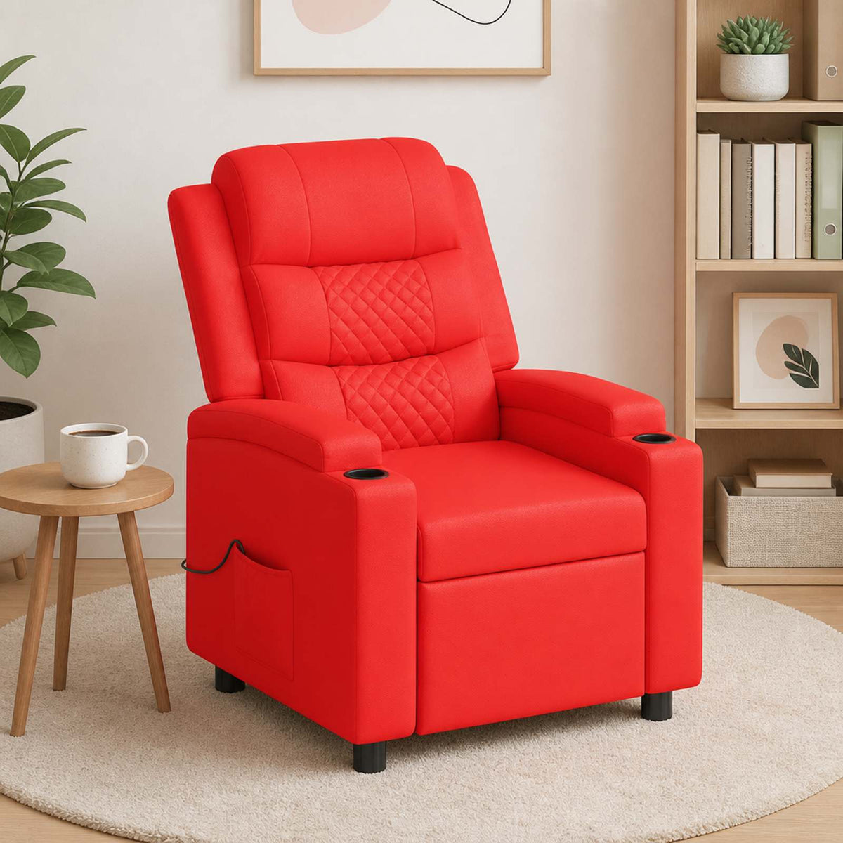 Ανακλινόμενη Πολυθρόνα Μασάζ Κόκκινο 75 x 93 x 98 cm Ύφασμα - Pakobazaar