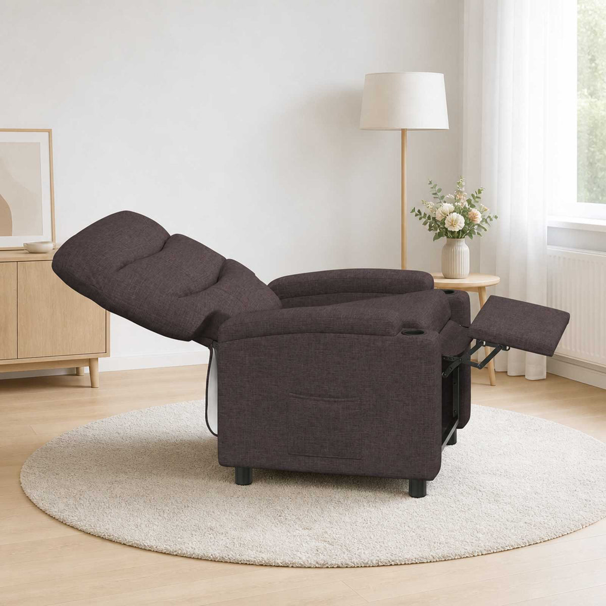 Ανακλινόμενη πολυθρόνα Σκούρο Καφέ 75 x 93 x 102 cm Ύφασμα - Pakobazaar