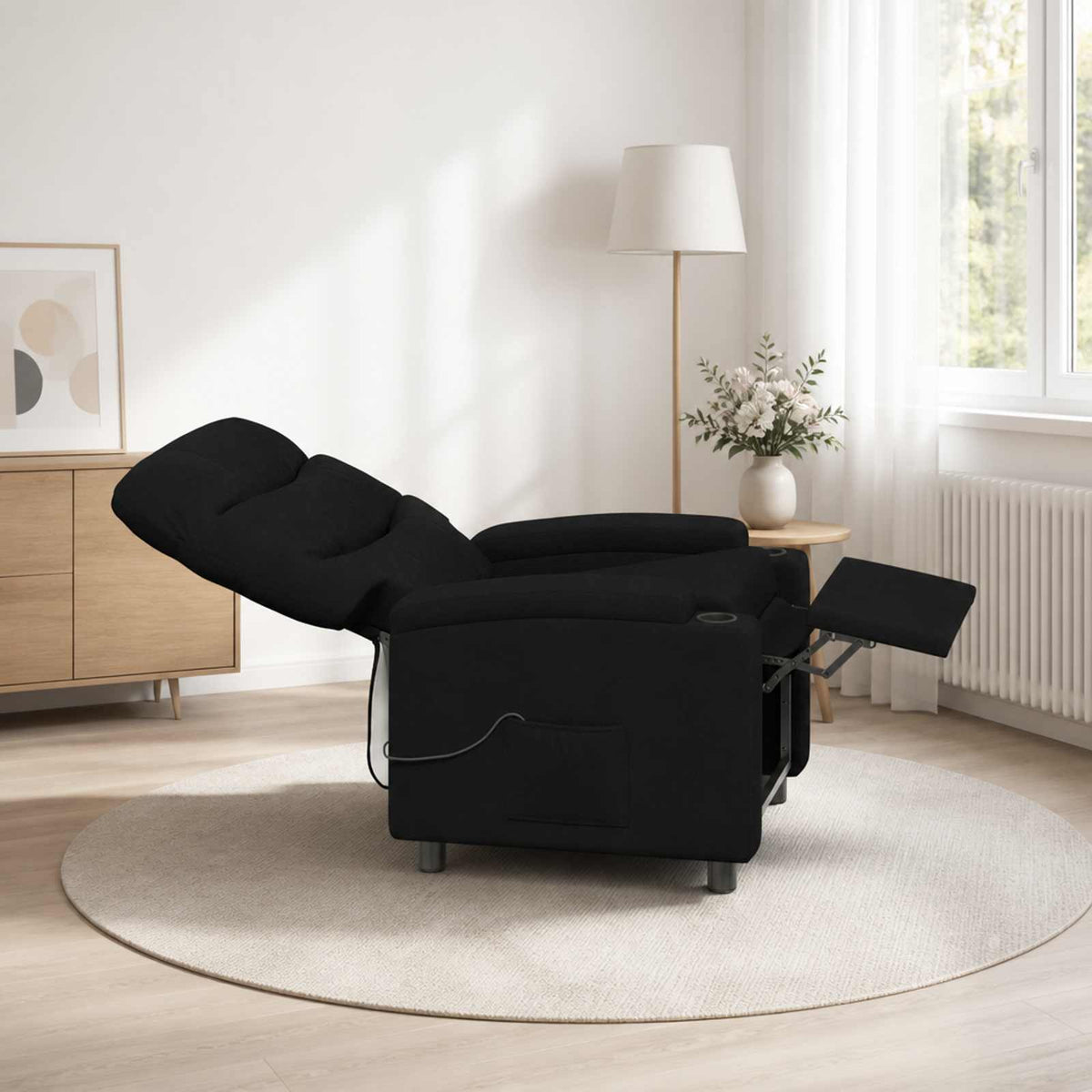 Ανακλινόμενη Πολυθρόνα Μασάζ Μαύρο 75 x 93 x 102 cm Ύφασμα