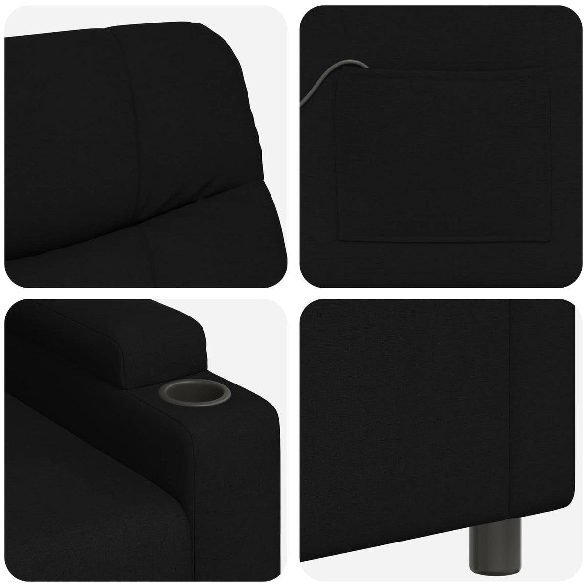 Ανακλινόμενη Πολυθρόνα Μασάζ Μαύρο 75 x 93 x 102 cm Ύφασμα