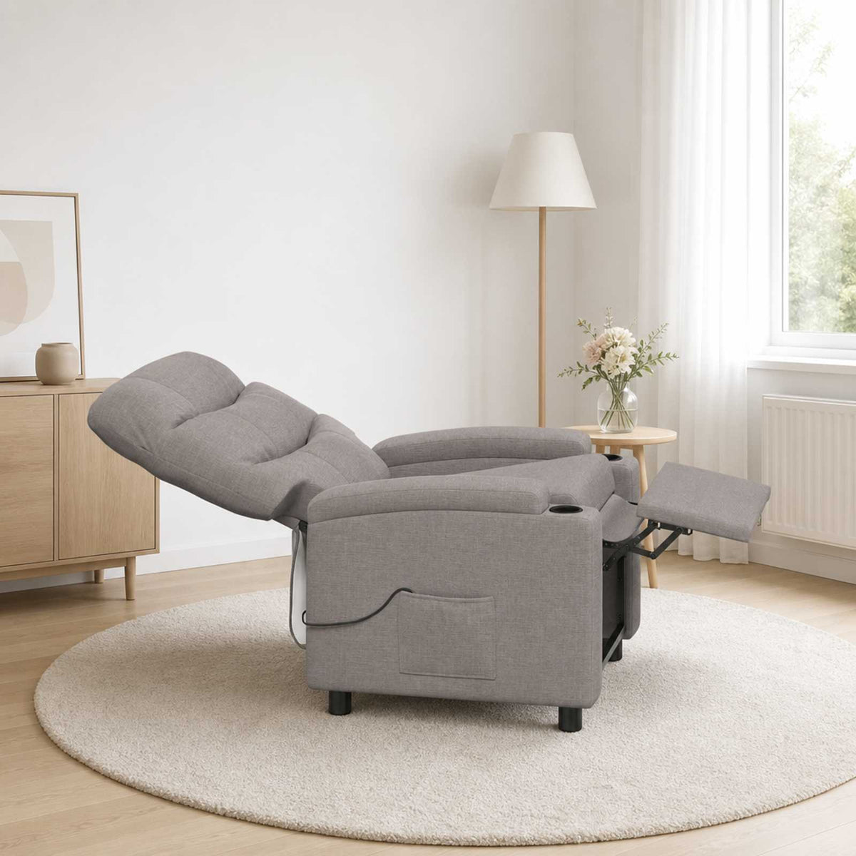 Ανακλινόμενη Πολυθρόνα Μασάζ Taupe 75 x 93 x 102 cm Ύφασμα - Pakobazaar