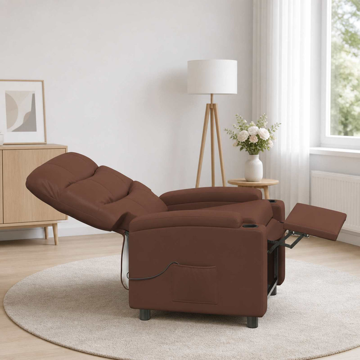 Ανακλινόμενη Πολυθρόνα Μασάζ Καφέ 75 x 93 x 102 cm Ύφασμα