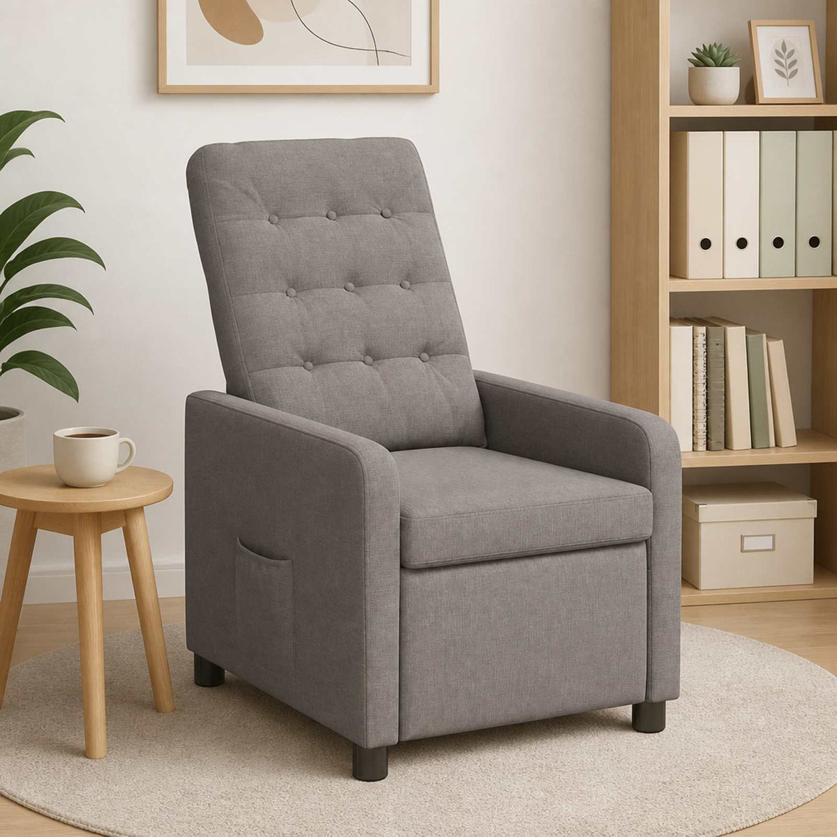 Ανακλινόμενη πολυθρόνα Taupe 65 x 93 x 102 cm Ύφασμα - Pakobazaar