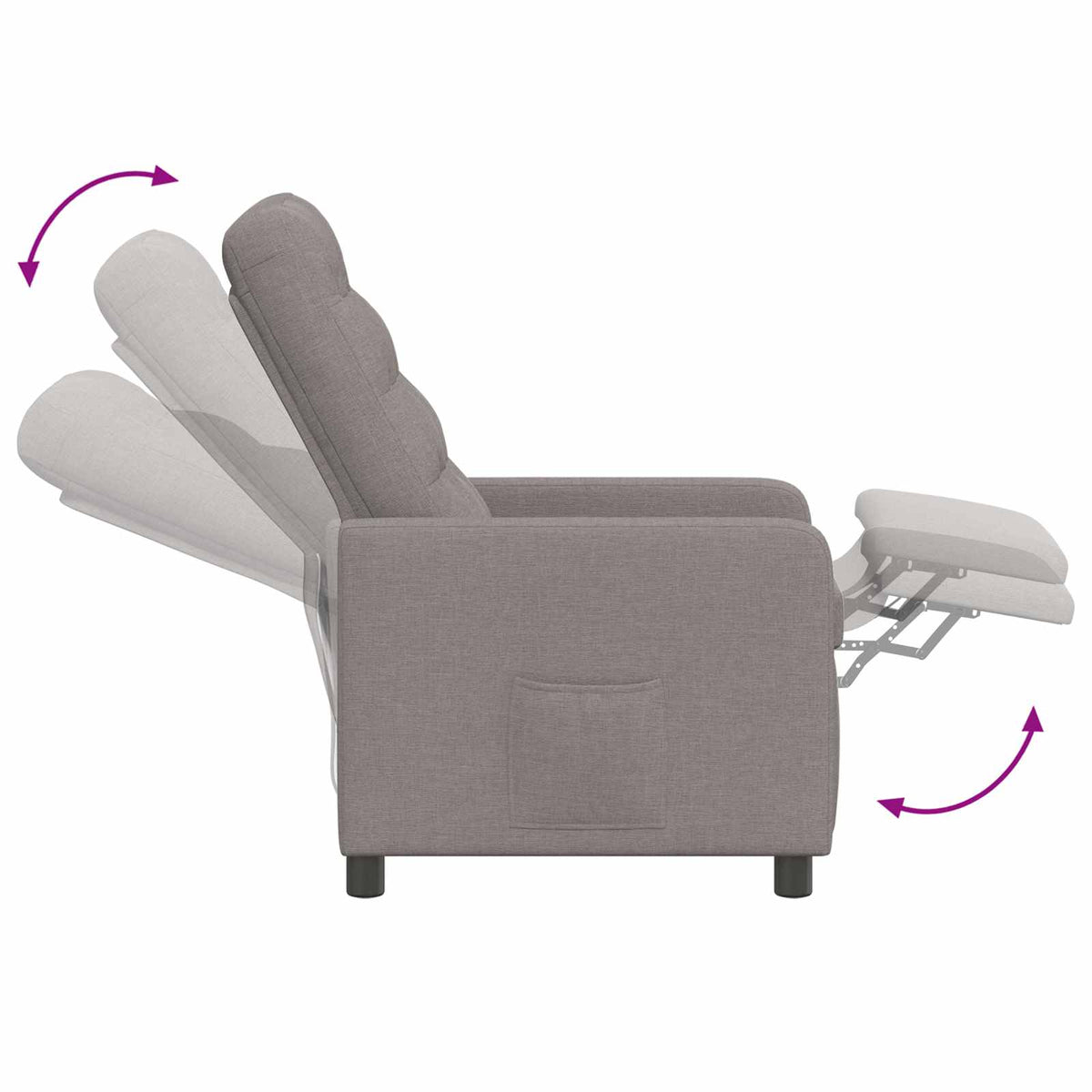 Ανακλινόμενη πολυθρόνα Taupe 65 x 93 x 102 cm Ύφασμα - Pakobazaar