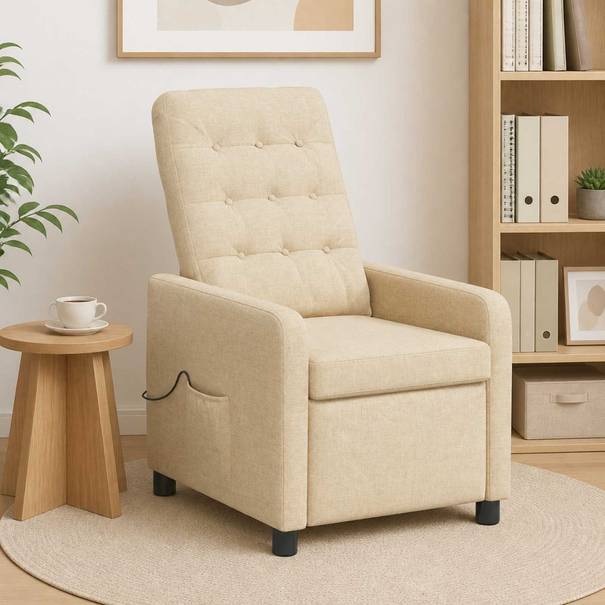 Ανακλινόμενη Πολυθρόνα Μασάζ Κρεμ 65 x 93 x 102 cm Ύφασμα