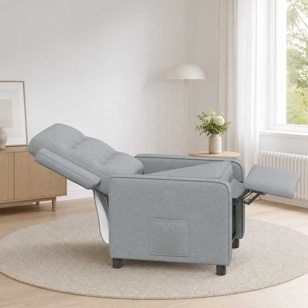 Ανακλινόμενη πολυθρόνα Ανοιχτό γκρι 65 x 93 x 102 cm Ύφασμα - Pakobazaar