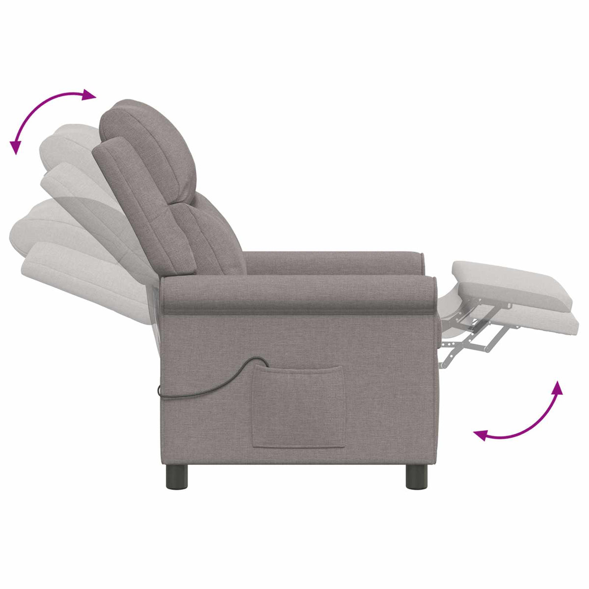 Ανακλινόμενη Πολυθρόνα Μασάζ Taupe 69 x 93 x 102 cm Ύφασμα