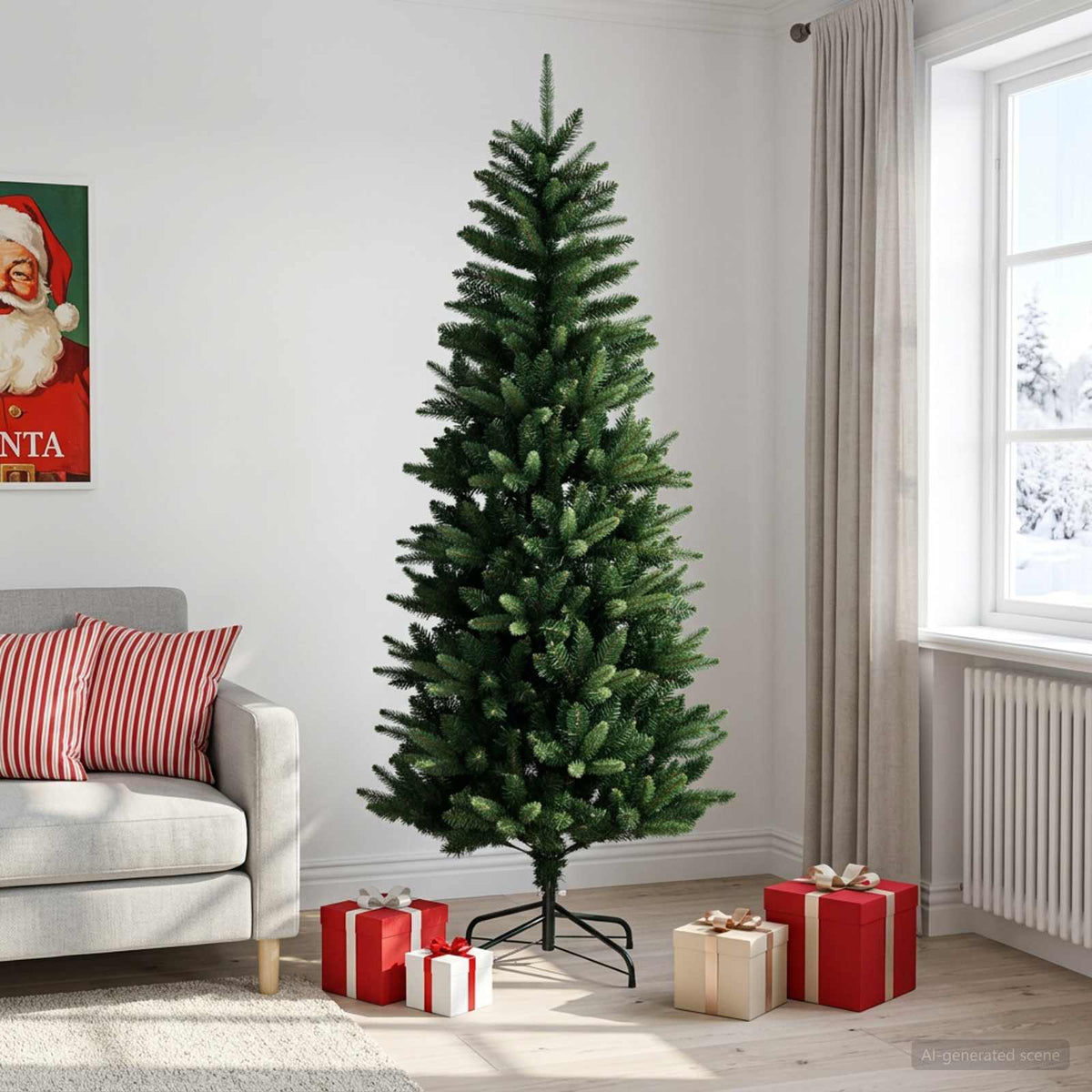 Artificial Hinged Christmas Tree 210 εκ. ΠΕ και PVC Πράσινο