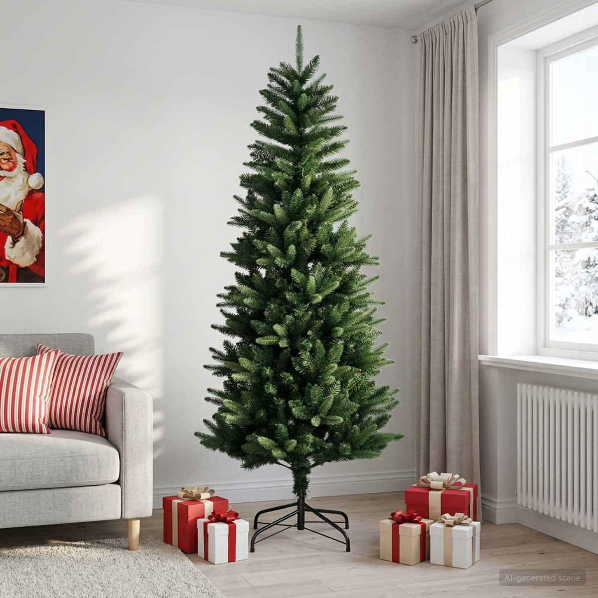 Artificial Hinged Christmas Tree 240 εκ. ΠΕ και PVC Πράσινο