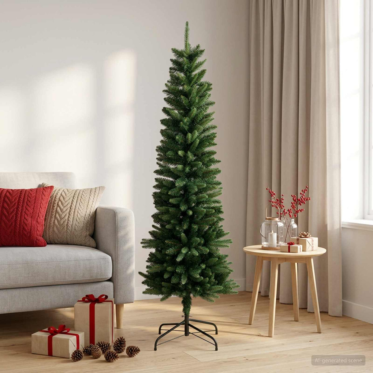 Artificial Slim Christmas Tree 120 εκ. ΠΕ και PVC Πράσινο