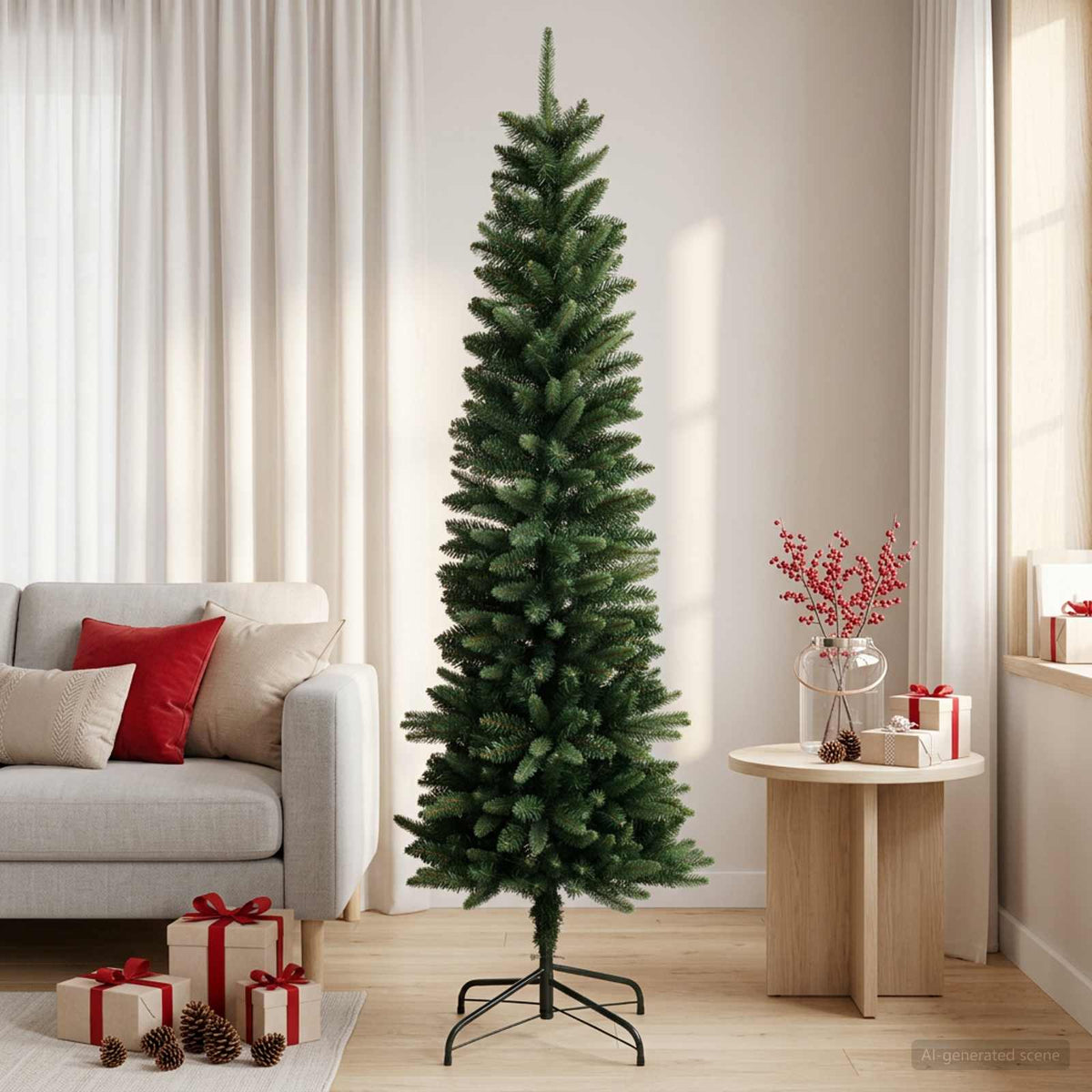 Artificial Slim Christmas Tree 150 εκ. ΠΕ και PVC Πράσινο