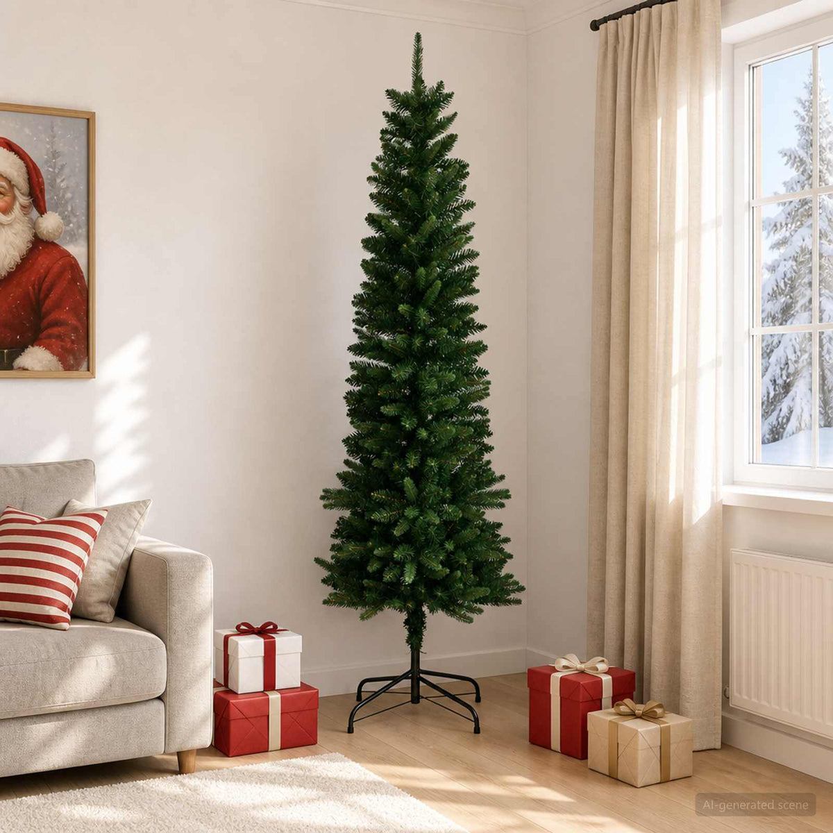 Artificial Slim Christmas Tree 240 εκ. ΠΕ και PVC Πράσινο